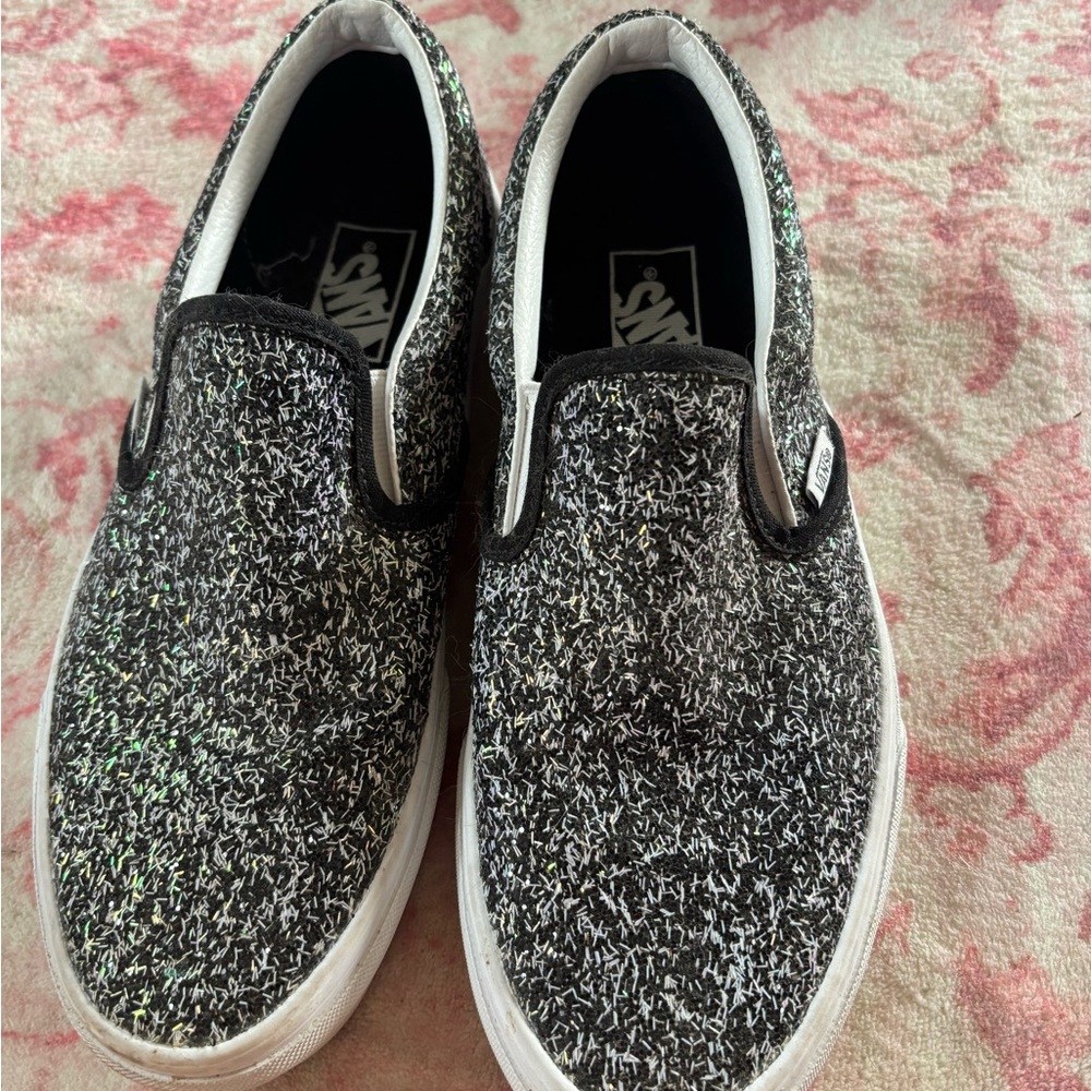 Women’s Glitter Slip-On Sneakers - Black and Grey